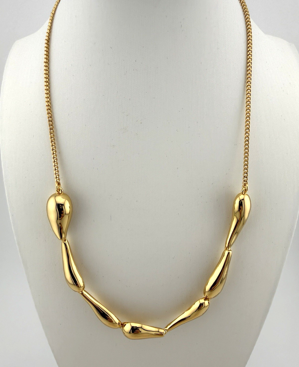 Kate Spade Molten Statement Necklace Gold Tone Sculptural Teardrop Chain NEW